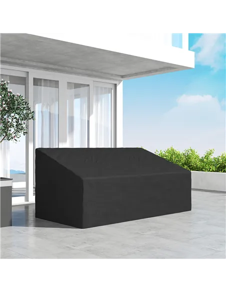 Outsunny 600D Oxford Cloth Garden Furniture Cover Waterproof, 3 Seater Sofa Protector for Patio, Outdoor, Black, 218 x 111 x 63-