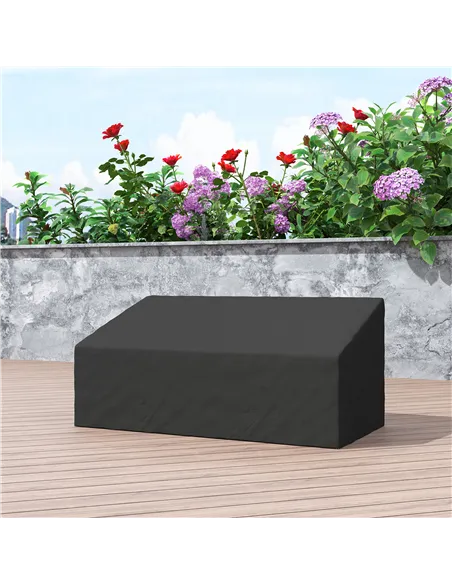Outsunny 600D Oxford Cloth Garden Furniture Cover Waterproof, 3 Seater Sofa Protector for Patio, Outdoor, Black, 218 x 111 x 63-