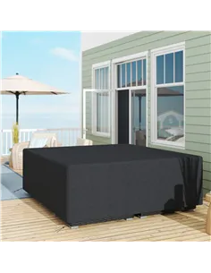 Outsunny 600D Oxford Outdoor Garden Furniture Sofa Set Cover, Waterproof Anti-UV Rattan Sun Lounger Protection Protector Cover,  2