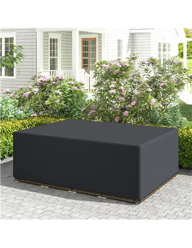 Outsunny 600D Oxford Outdoor Garden Furniture Sofa Set Cover, Waterproof Anti-UV Rattan Sun Lounger Protection Protector Cover, 