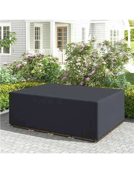 Outsunny 600D Oxford Outdoor Garden Furniture Sofa Set Cover, Waterproof Anti-UV Rattan Sun Lounger Protection Protector Cover, 