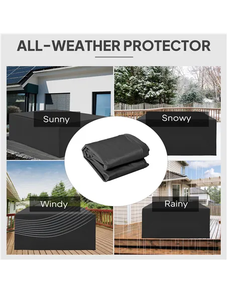 Outsunny 600D Oxford Outdoor Garden Furniture Sofa Set Cover, Waterproof Anti-UV Rattan Sun Lounger Protection Protector Cover, 