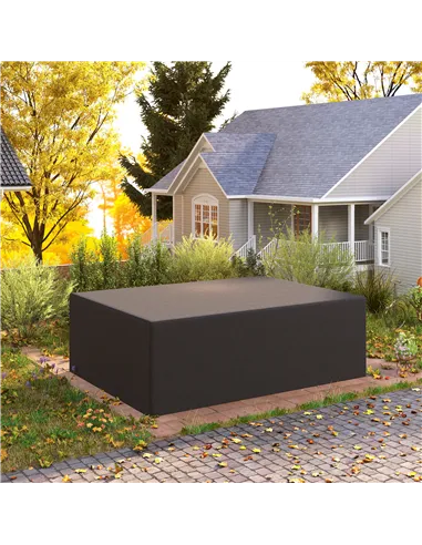 Outsunny 600D Oxford Outdoor Garden Furniture Sofa Set Cover, Waterproof Anti-UV Rattan Sun Lounger Protection Protector Cover, 