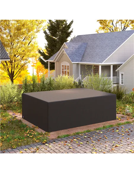 Outsunny 600D Oxford Outdoor Garden Furniture Sofa Set Cover, Waterproof Anti-UV Rattan Sun Lounger Protection Protector Cover, 