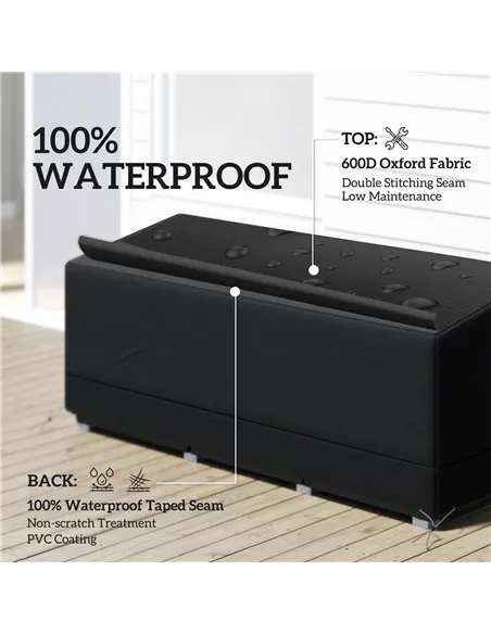 Outsunny Rectangular Patio Garden Furniture Cover Waterproof for 3 Seater Sofa Bistro Set, UV Resistant Protection 600D Oxford F