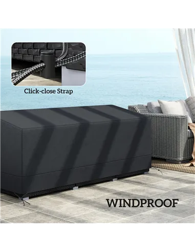 Outsunny Rectangular Patio Garden Furniture Cover Waterproof for 3 Seater Sofa Bistro Set, UV Resistant Protection 600D Oxford F