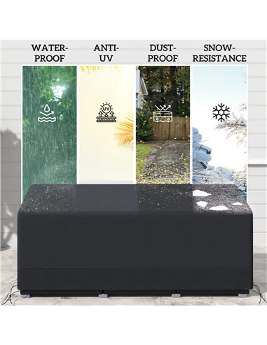 Outsunny Rectangular Patio Garden Furniture Cover Waterproof for 3 Seater Sofa Bistro Set, UV Resistant Protection 600D Oxford F