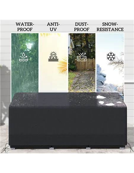 Outsunny Rectangular Patio Garden Furniture Cover Waterproof for 3 Seater Sofa Bistro Set, UV Resistant Protection 600D Oxford F