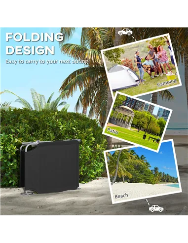 Outsunny Foldable Sun Lounger Set of 2 with Sun Shade & Adjustable Backrest - Black