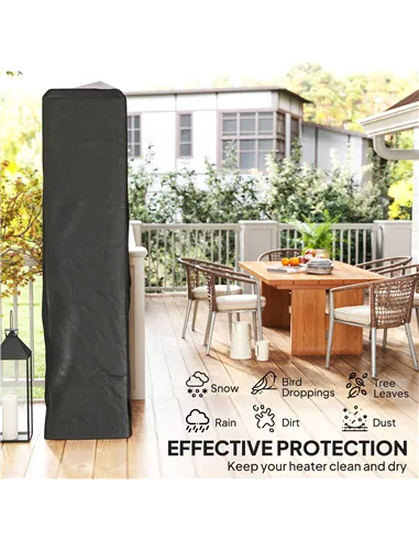 Outsunny Heavy Duty Gas Pyramid Patio Heater Cover, Full Length Outdoor Heater Cover Protector, UPF 30+ Oxford Fabric with Zippe