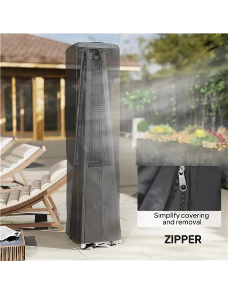 Outsunny Heavy Duty Gas Pyramid Patio Heater Cover, Full Length Outdoor Heater Cover Protector, UPF 30+ Oxford Fabric with Zippe