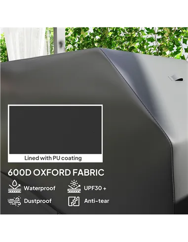 Outsunny BBQ Cover for Rectangular Gas Grill, 600D UPF30+ Oxford Fabric Barbecue Cover for Waterproof Protection Rip-Proof, with