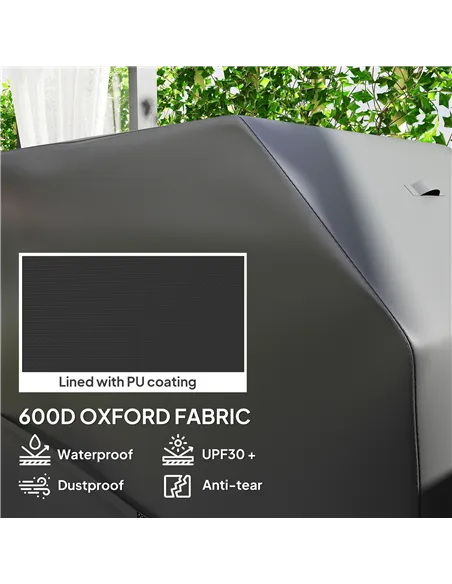 Outsunny BBQ Cover for Rectangular Gas Grill, 600D UPF30+ Oxford Fabric Barbecue Cover for Waterproof Protection Rip-Proof, with