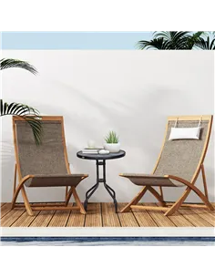 Outsunny Bistro Coffee Table Outdoor Tempered Glass Top Table Garden Round Dining Table - 60cm Diameter 2