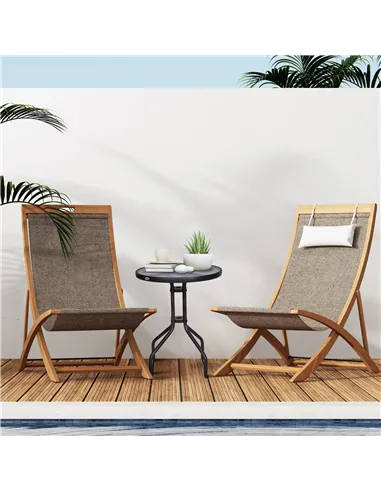 Outsunny Bistro Coffee Table Outdoor Tempered Glass Top Table Garden Round Dining Table - 60cm Diameter