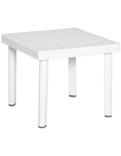 Outsunny Garden Side Table Plastic Outdoor Square Coffee End Table for Drink Snack, White
