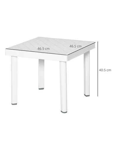 Outsunny Garden Side Table Plastic Outdoor Square Coffee End Table for Drink Snack, White