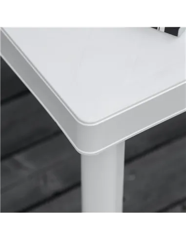 Outsunny Garden Side Table Plastic Outdoor Square Coffee End Table for Drink Snack, White