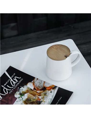 Outsunny Garden Side Table Plastic Outdoor Square Coffee End Table for Drink Snack, White