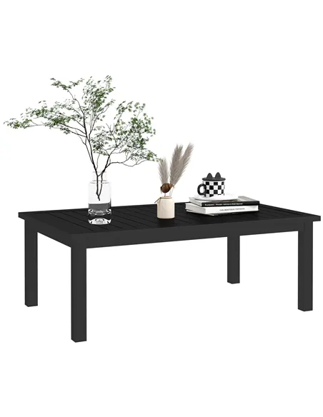 Outsunny 100cm x 60cm Aluminium Outdoor Coffee Table - Black