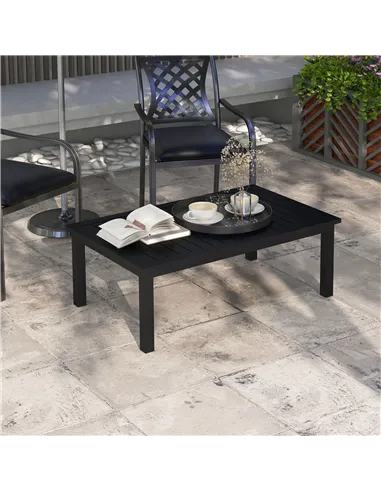 Outsunny 100cm x 60cm Aluminium Outdoor Coffee Table - Black