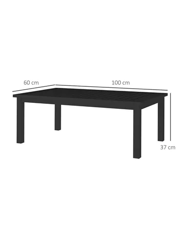 Outsunny 100cm x 60cm Aluminium Outdoor Coffee Table - Black