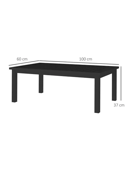 Outsunny 100cm x 60cm Aluminium Outdoor Coffee Table - Black