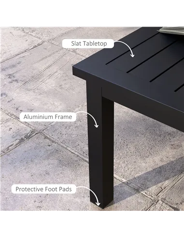 Outsunny 100cm x 60cm Aluminium Outdoor Coffee Table - Black