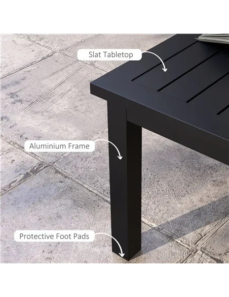 Outsunny 100cm x 60cm Aluminium Outdoor Coffee Table - Black