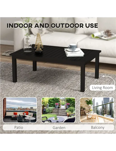 Outsunny 100cm x 60cm Aluminium Outdoor Coffee Table - Black