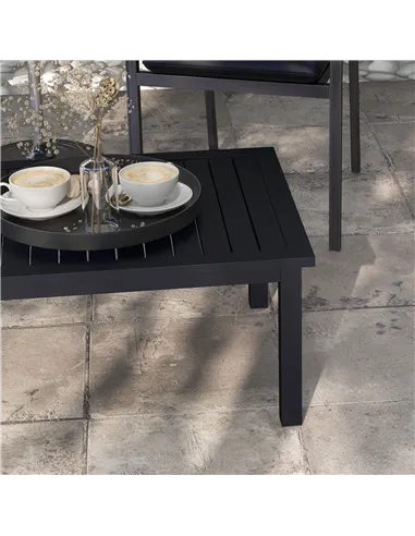 Outsunny 100cm x 60cm Aluminium Outdoor Coffee Table - Black