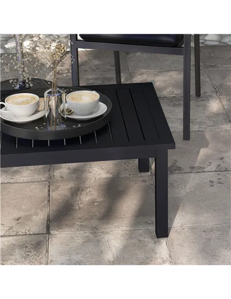 Outsunny 100cm x 60cm Aluminium Outdoor Coffee Table - Black