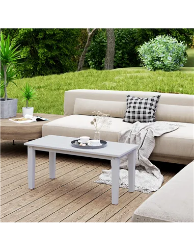 Outsunny Outdoor Garden Coffee Table, HDPE All-Weather Rectangular Outdoor Garden Table with Slatted Tabletop for Patio, Balcony