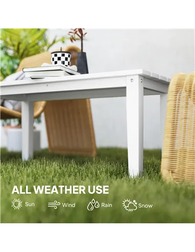 Outsunny Outdoor Garden Coffee Table, HDPE All-Weather Rectangular Outdoor Garden Table with Slatted Tabletop for Patio, Balcony
