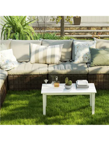 Outsunny Outdoor Garden Coffee Table, HDPE All-Weather Rectangular Outdoor Garden Table with Slatted Tabletop for Patio, Balcony