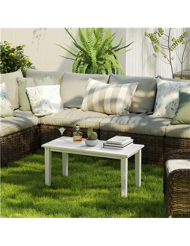 Outsunny Outdoor Garden Coffee Table, HDPE All-Weather Rectangular Outdoor Garden Table with Slatted Tabletop for Patio, Balcony