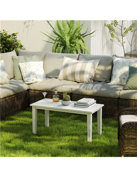 Outsunny Outdoor Garden Coffee Table, HDPE All-Weather Rectangular Outdoor Garden Table with Slatted Tabletop for Patio, Balcony