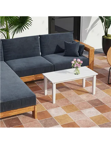 Outsunny Outdoor Garden Coffee Table, HDPE All-Weather Rectangular Outdoor Garden Table with Slatted Tabletop for Patio, Balcony