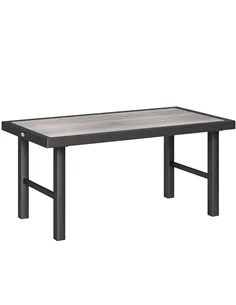 Outsunny Metal Garden Coffee Table, Outdoor Side Table with SPC Woodgrain Tabletop for Outside, Garden, Balcony, Porch, 100 x 53