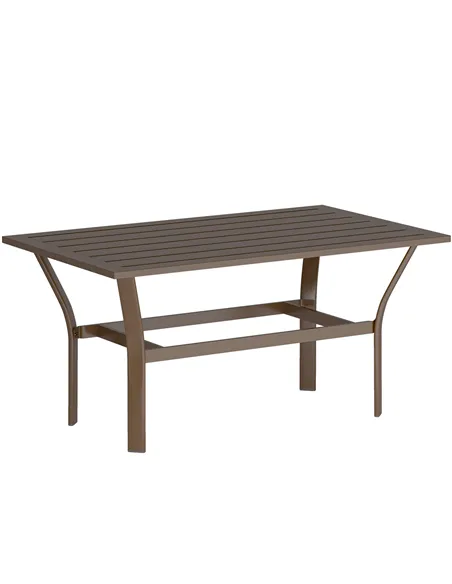 Outsunny Metal Garden Coffee Table, Rectangular Outdoor Side Table with Slatted Tabletop, Foot Pads for Outside, Garden, Balcony