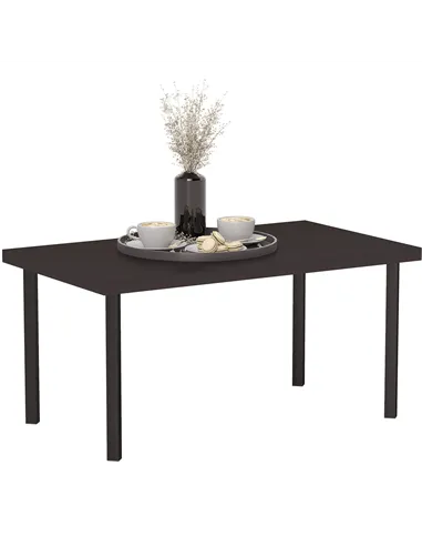 Outsunny Metal Garden Coffee Table, Rectangular Outdoor Side Table with Woodgrain Tabletop, Foot Pads for Outside, Garden, Balco