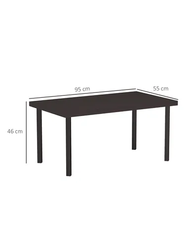 Outsunny Metal Garden Coffee Table, Rectangular Outdoor Side Table with Woodgrain Tabletop, Foot Pads for Outside, Garden, Balco