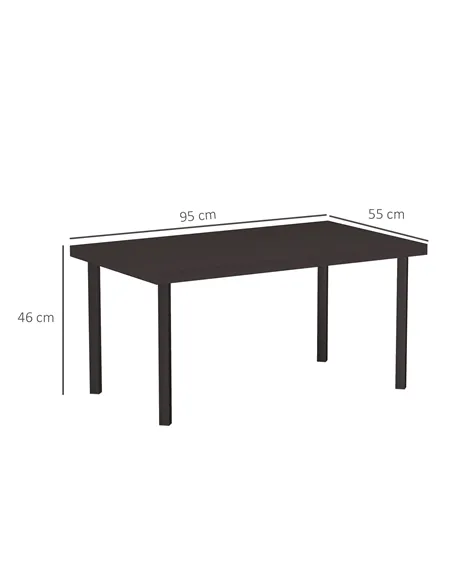 Outsunny Metal Garden Coffee Table, Rectangular Outdoor Side Table with Woodgrain Tabletop, Foot Pads for Outside, Garden, Balco