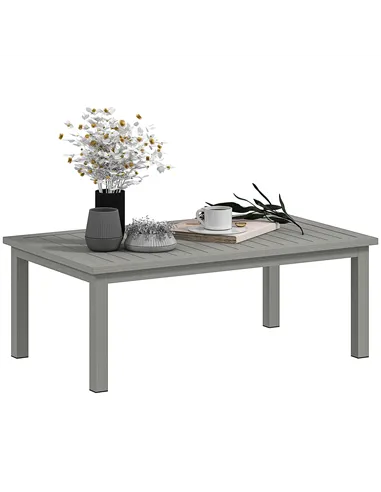 Outsunny 100cm x 60cm Aluminium Outdoor Coffee Table - Grey