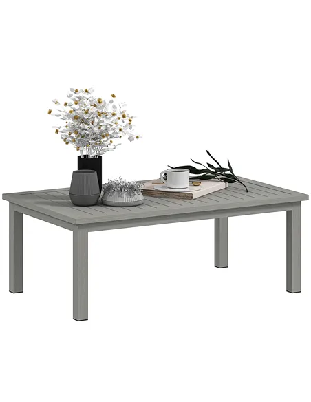 Outsunny 100cm x 60cm Aluminium Outdoor Coffee Table - Grey