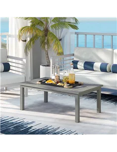 Outsunny 100cm x 60cm Aluminium Outdoor Coffee Table - Grey 2