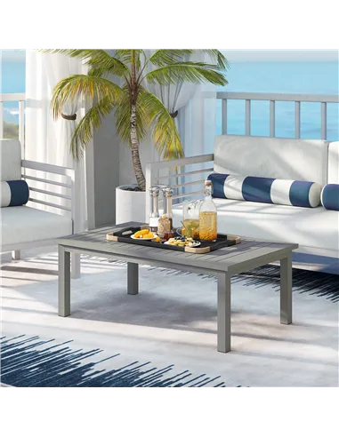 Outsunny 100cm x 60cm Aluminium Outdoor Coffee Table - Grey