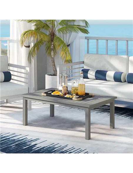 Outsunny 100cm x 60cm Aluminium Outdoor Coffee Table - Grey