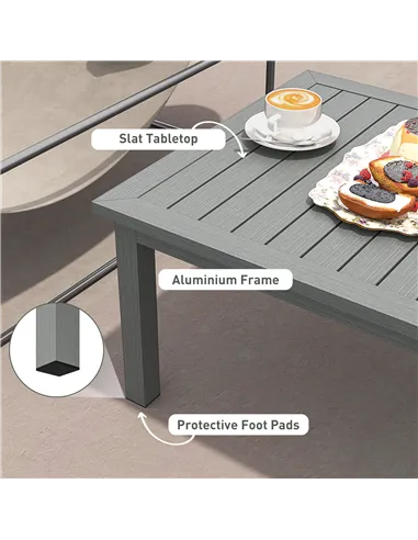 Outsunny 100cm x 60cm Aluminium Outdoor Coffee Table - Grey