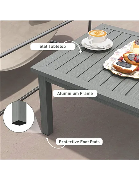 Outsunny 100cm x 60cm Aluminium Outdoor Coffee Table - Grey